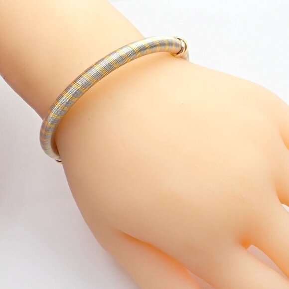 Authentic Vintage Cartier 18k Yellow Gold + Steel Bangle Trinity Bracelet - Picture 4 of 11